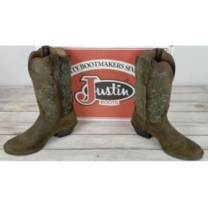 Justin Boots Womens 7.5 B Leather 13" w/ Box